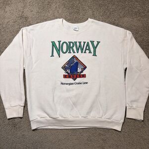 Vintage CoMax Norway Cruise Line White Crewneck Sweatshirt Adult XXL USA Made